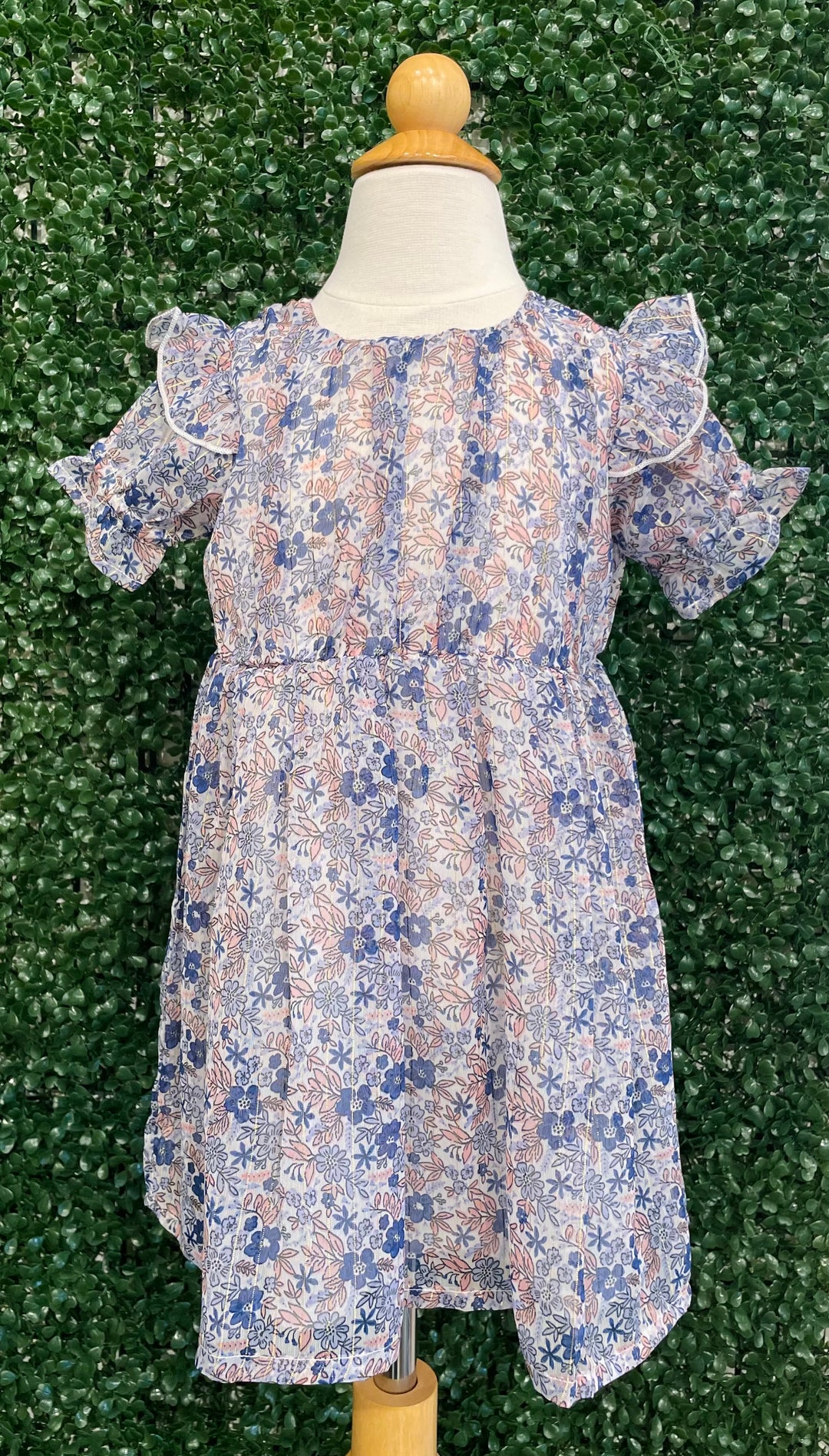 Lurex Dot Dress - Buttercream Blue