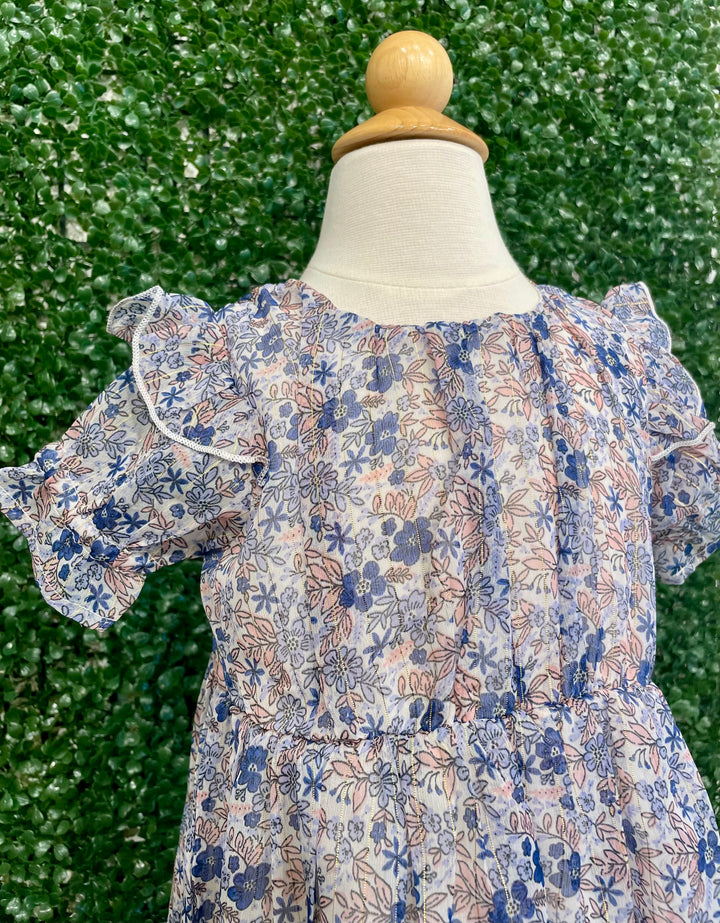 Lurex Dot Dress - Buttercream Blue