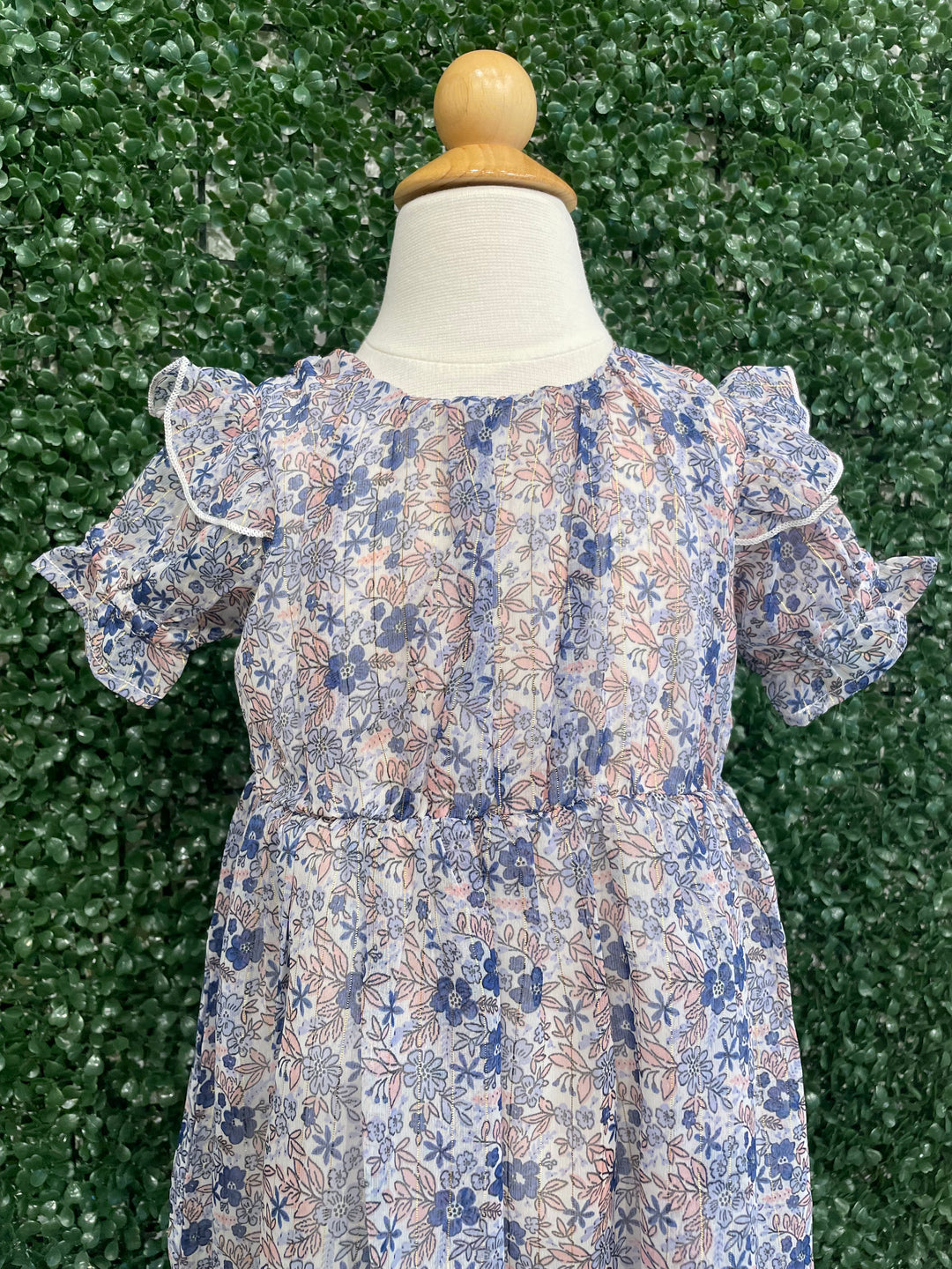 Lurex Dot Dress - Buttercream Blue