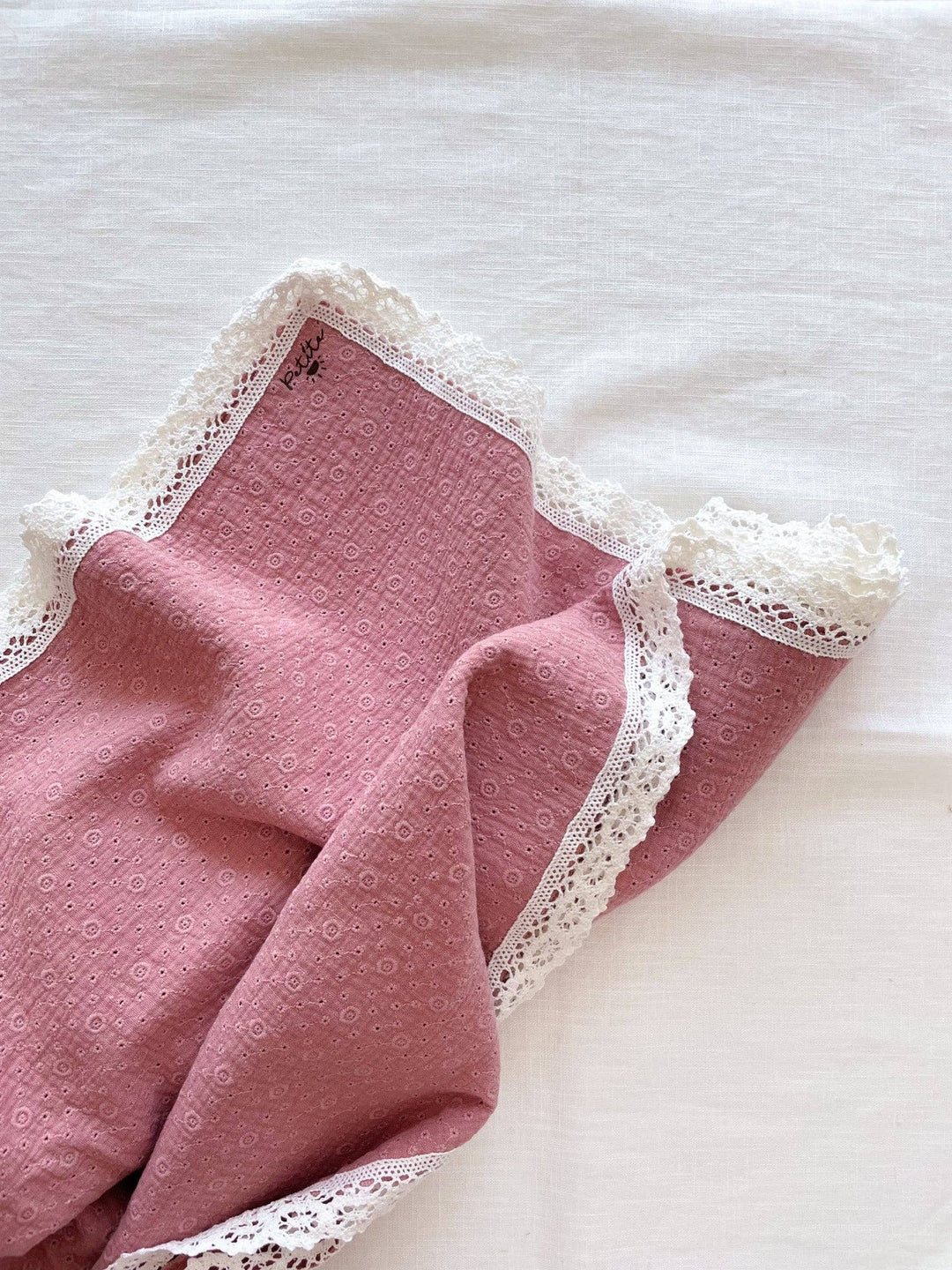 Embroidered rose + lace: Large