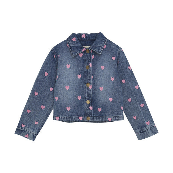 Denim Jacket - Heart Print