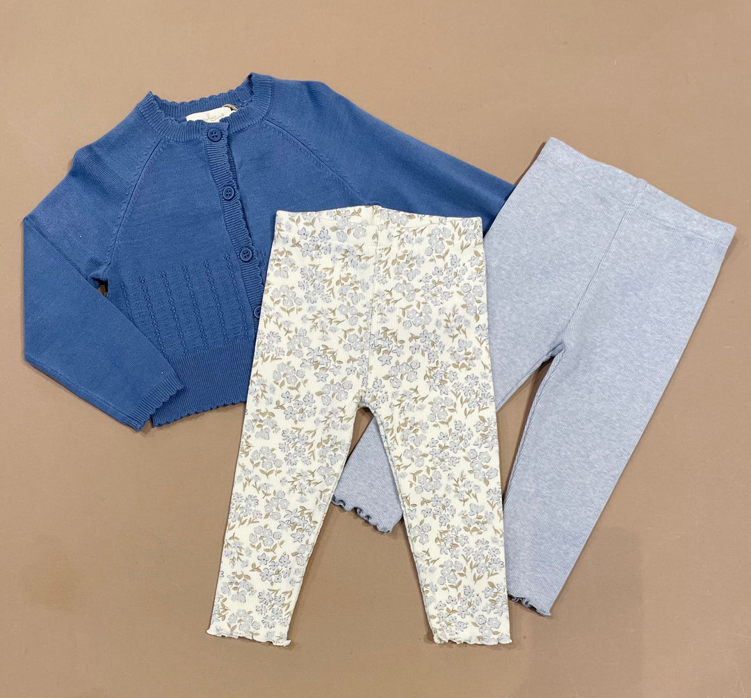 Blue Cardigan Pointelle