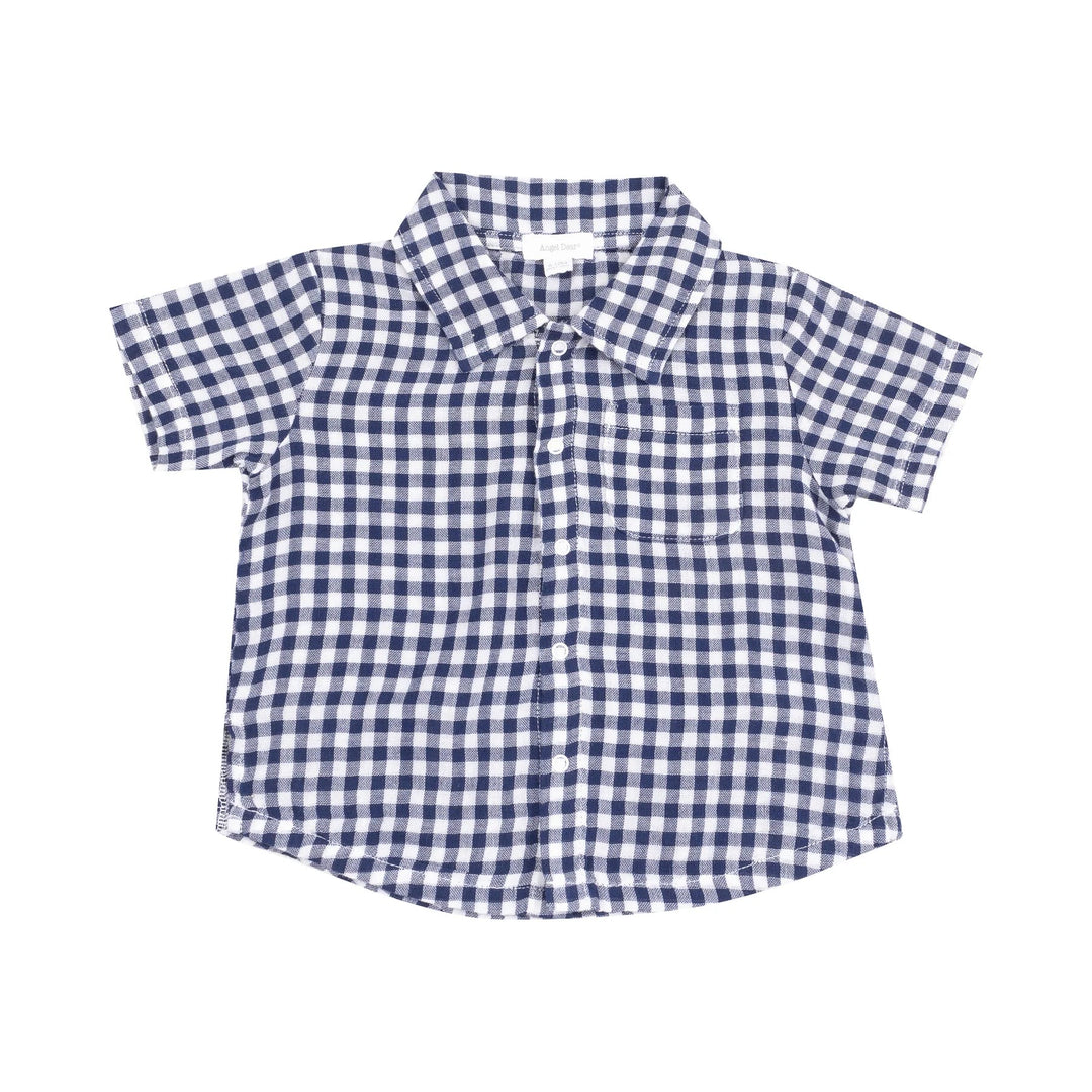 Navy Gingham Button Down Polo w/ Shorts