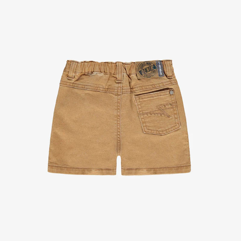 Ochre Yellow Denim Shorts with Faded Effect