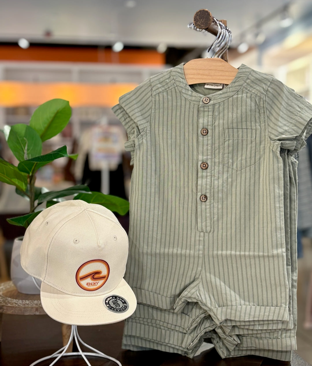 Short Sleeve Woven Romper in Desert Sage