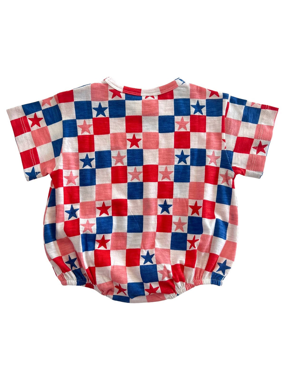 Organic T-Shirt Bubble - Red, White, Blue & Pink Checkerboard