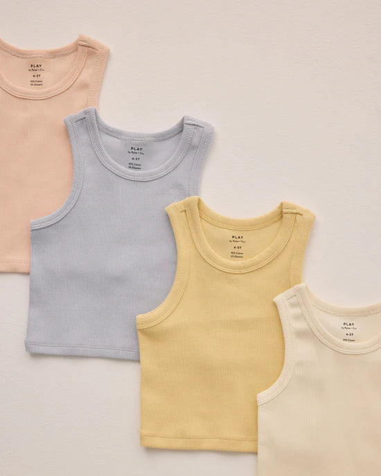 RIBBED TANK SET || YELLOW, IVORY