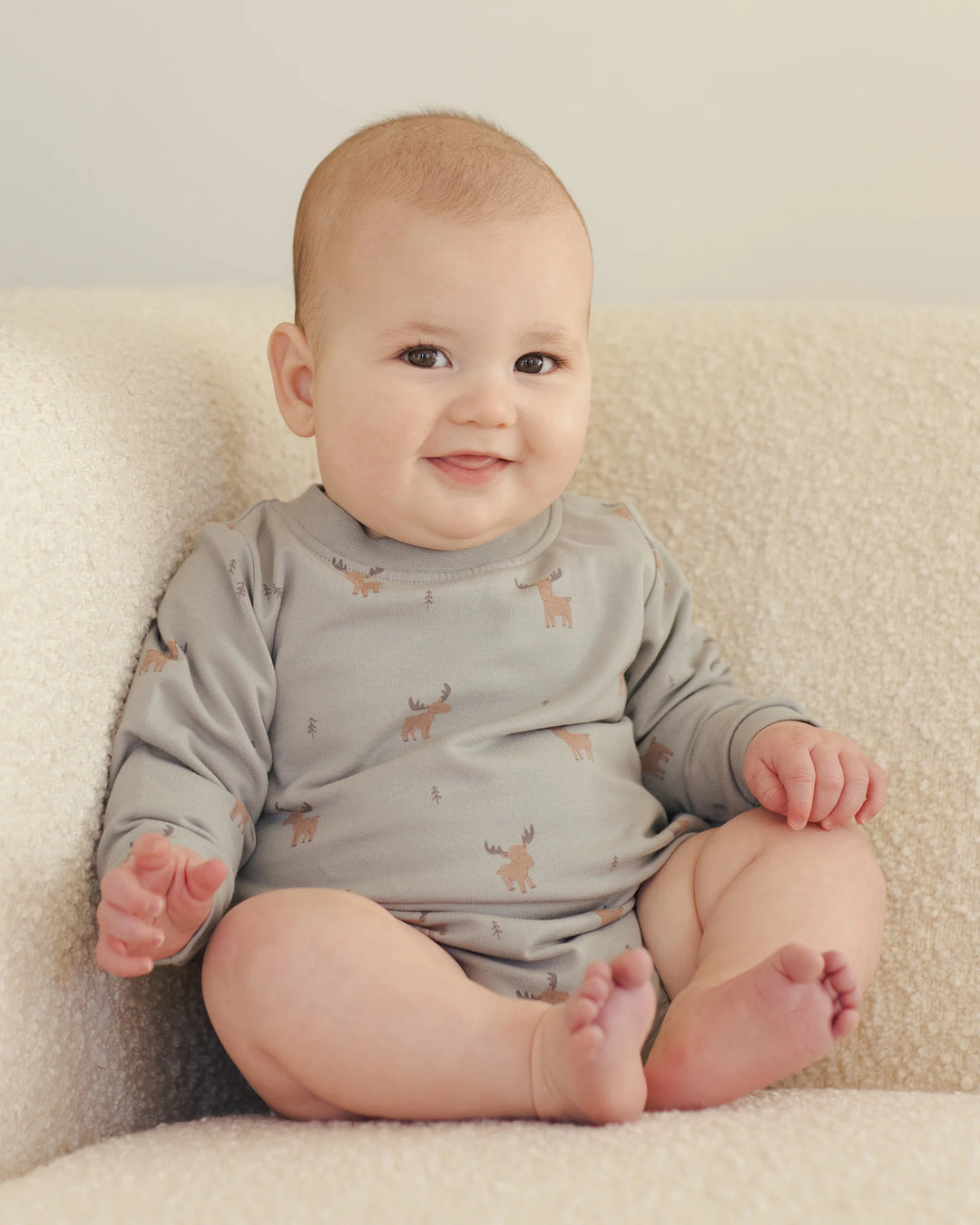 Crewneck Bubble Romper - Moose