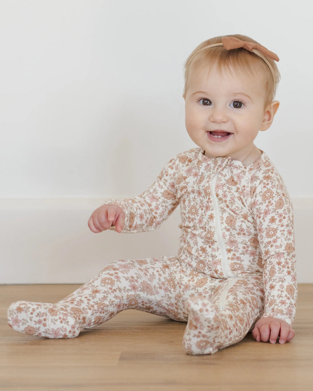 Bamboo Zip Footie - Bloom
