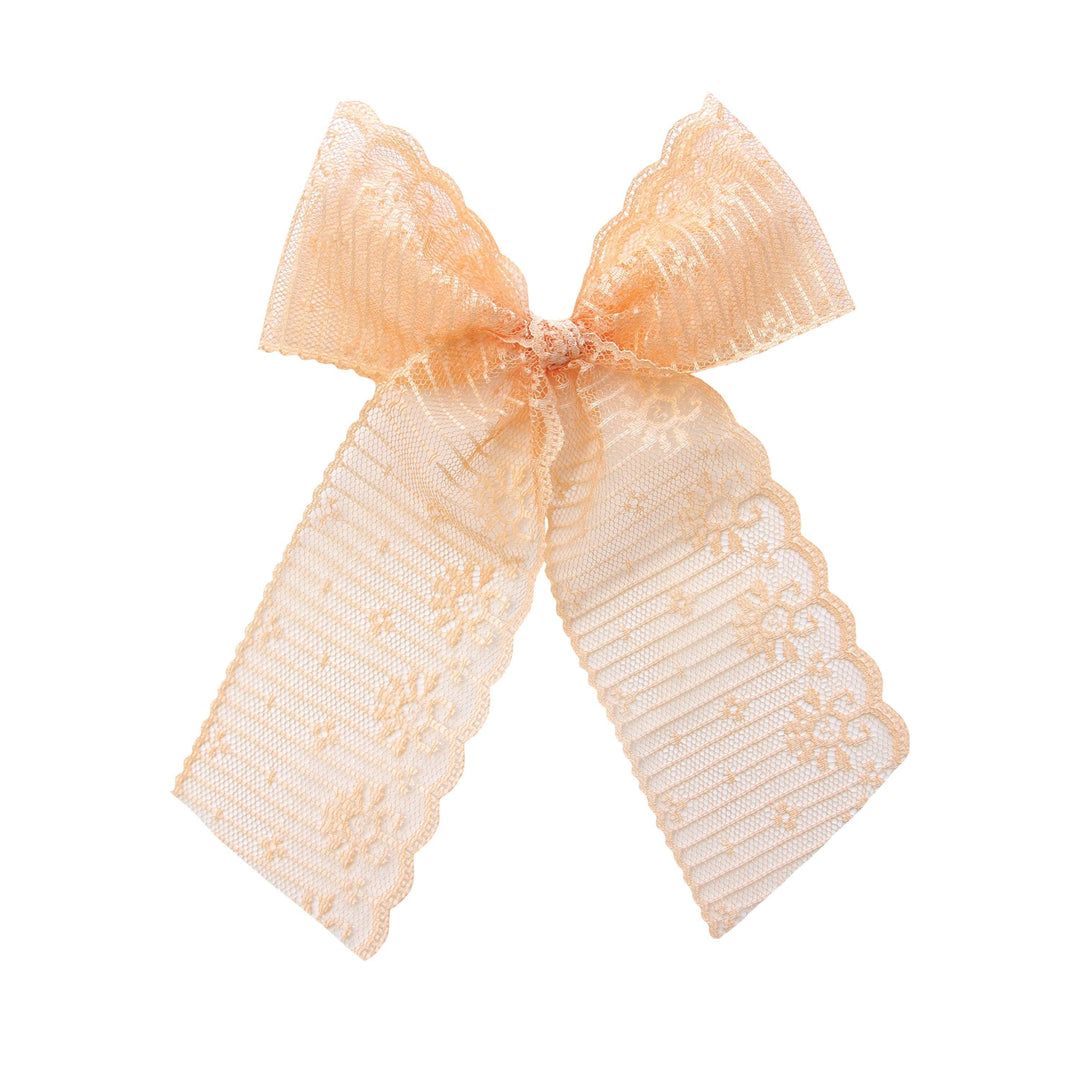 Lace Bow - Peach Lace Sash Clip: Sash Clip