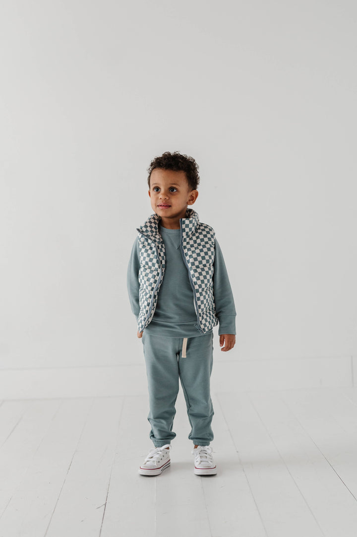 Puffer Vest / Checkered in Storm