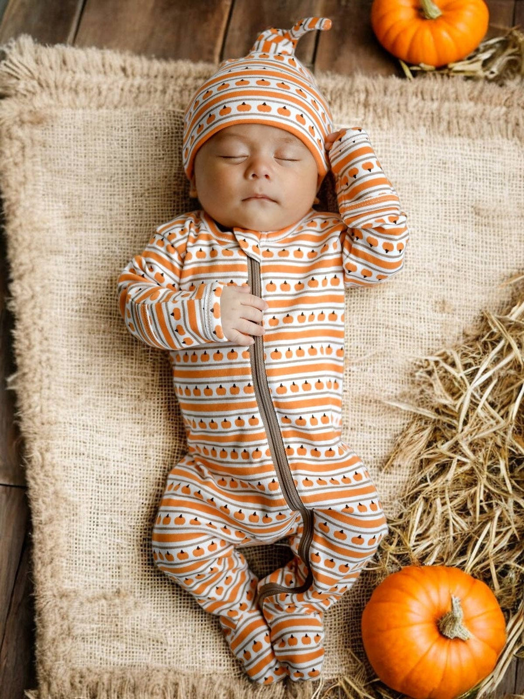 Pumpkin Stripe - Organic Zip Footie