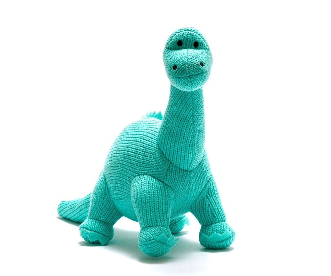 Knitted Diplodocus Plush Dinosaur - Ice Blue
