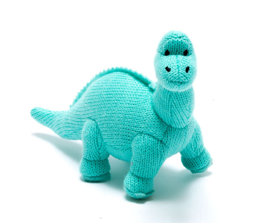 Knitted Diplodocus Dinosaur Baby Rattle