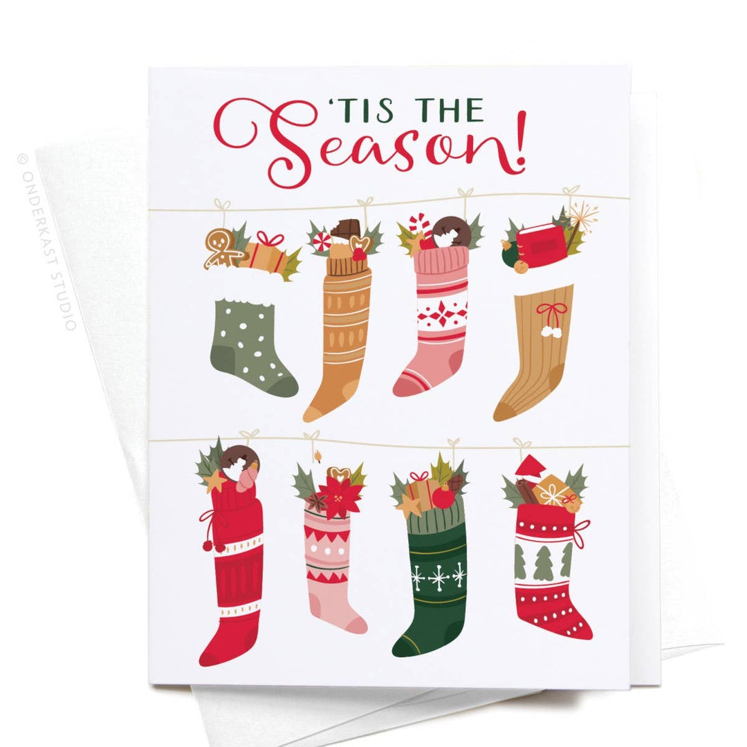'Tis the Season Christmas Stockings Greeting Card