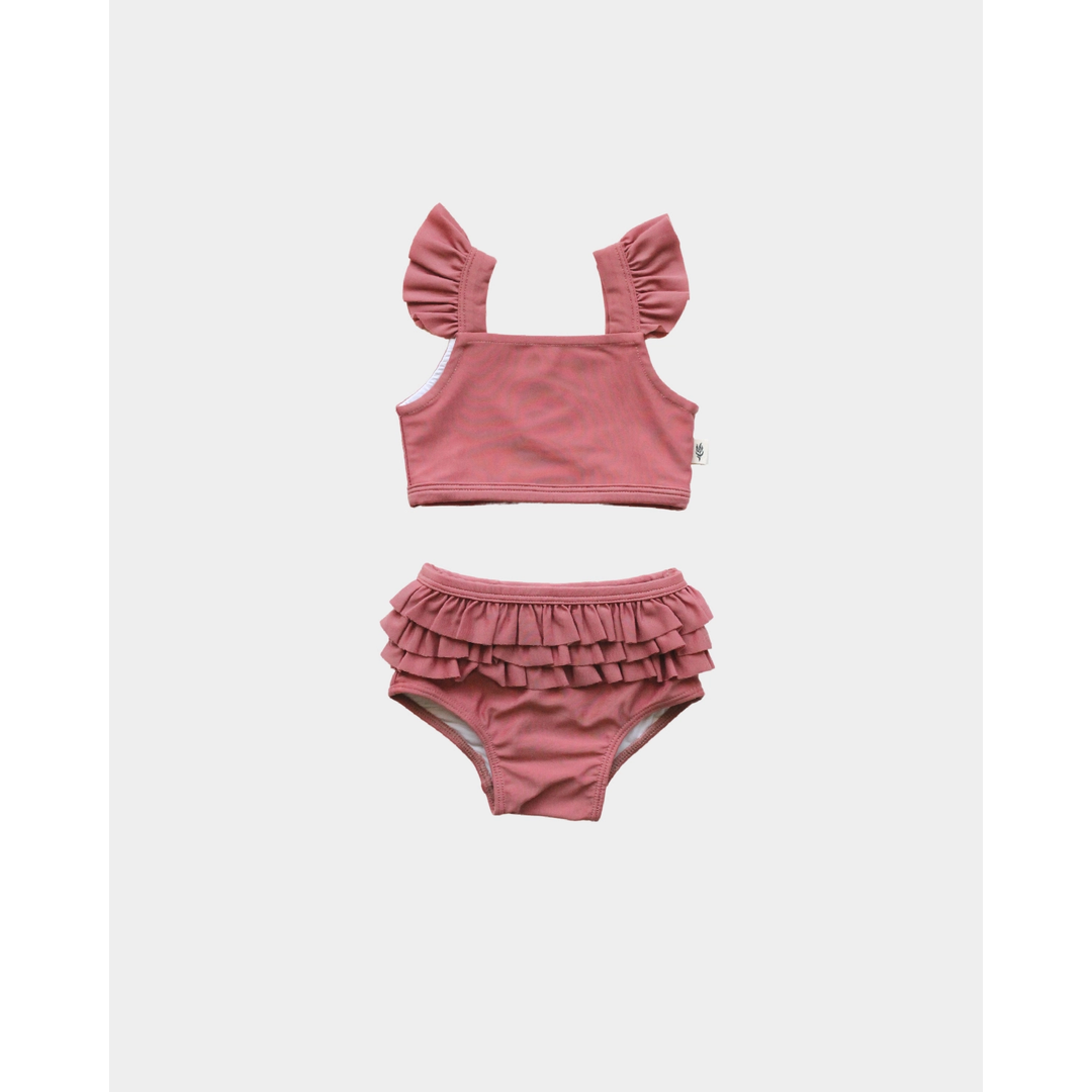 Two-Piece Swim Suit in Dark Rose