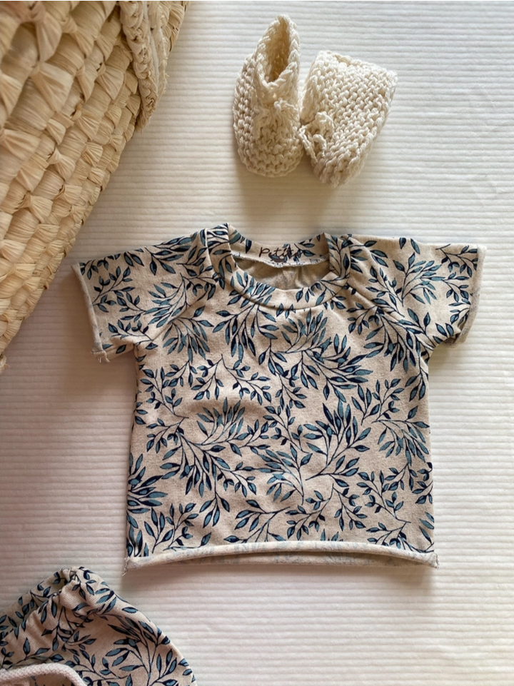 Baby linen shirt / blue floral