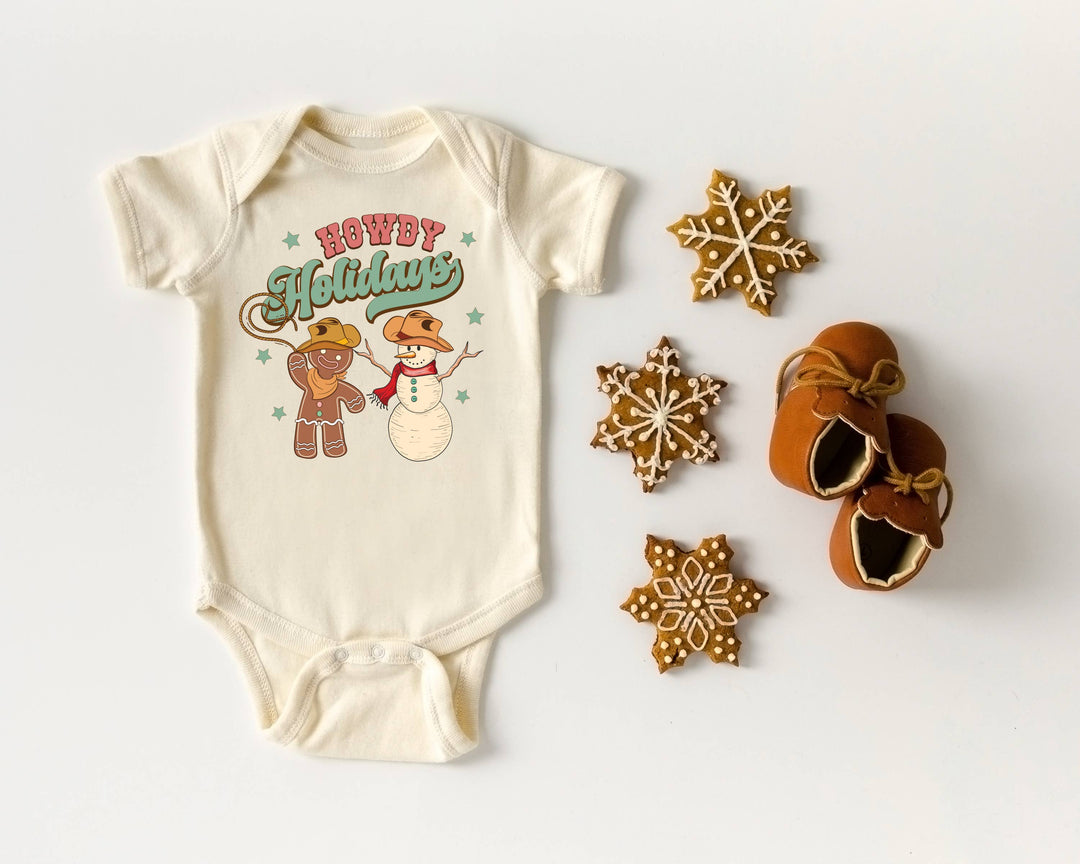 Christmas Howdy Holidays Natural Color Baby Bodysuit