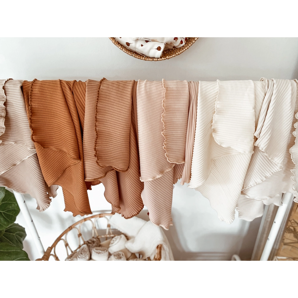 Swaddle blanket / soft ribbed - Pecan