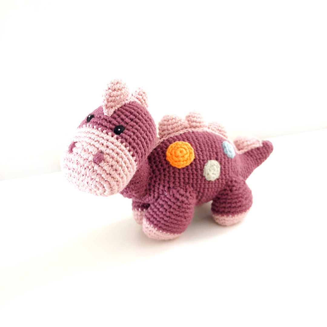 Purple Organic Dino Rattle