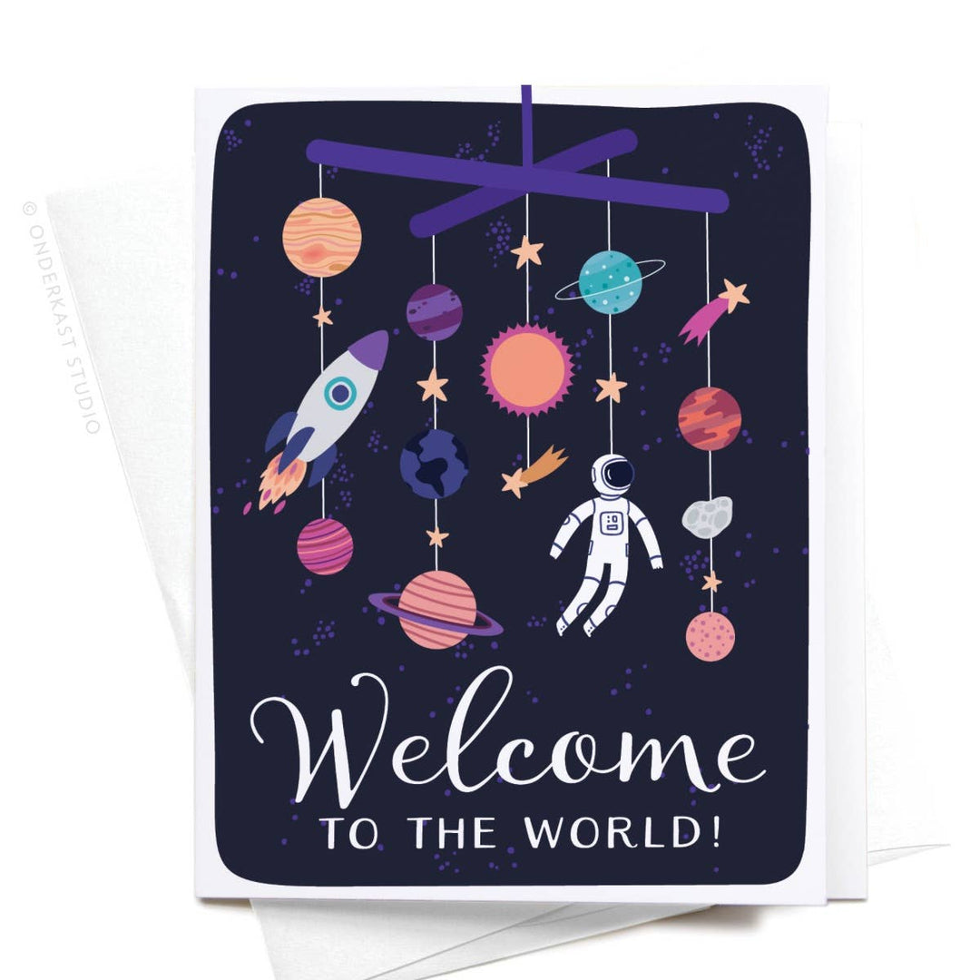 Welcome To The World Galaxy Mobile Greeting Card