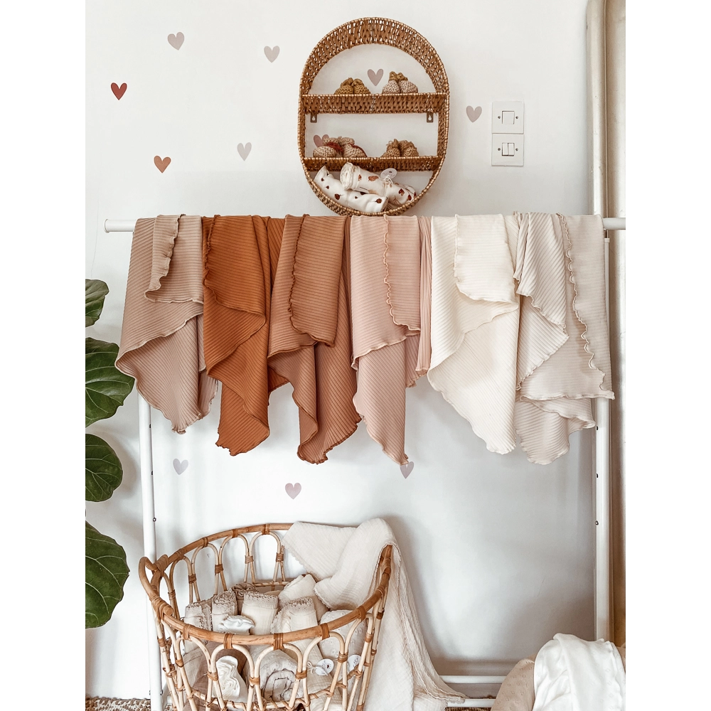 Swaddle blanket / soft ribbed - Pecan