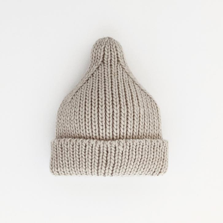 Oatmeal Peak Knit Beanie Hat