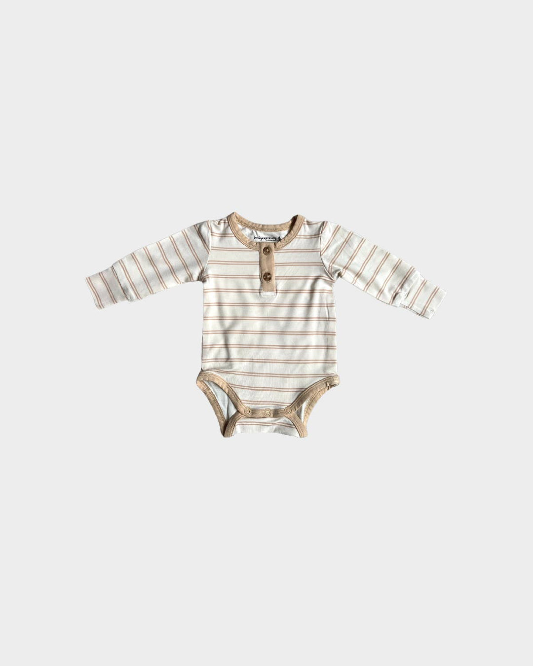 Longsleeve Henley Bodysuit in Wheat Stripe
