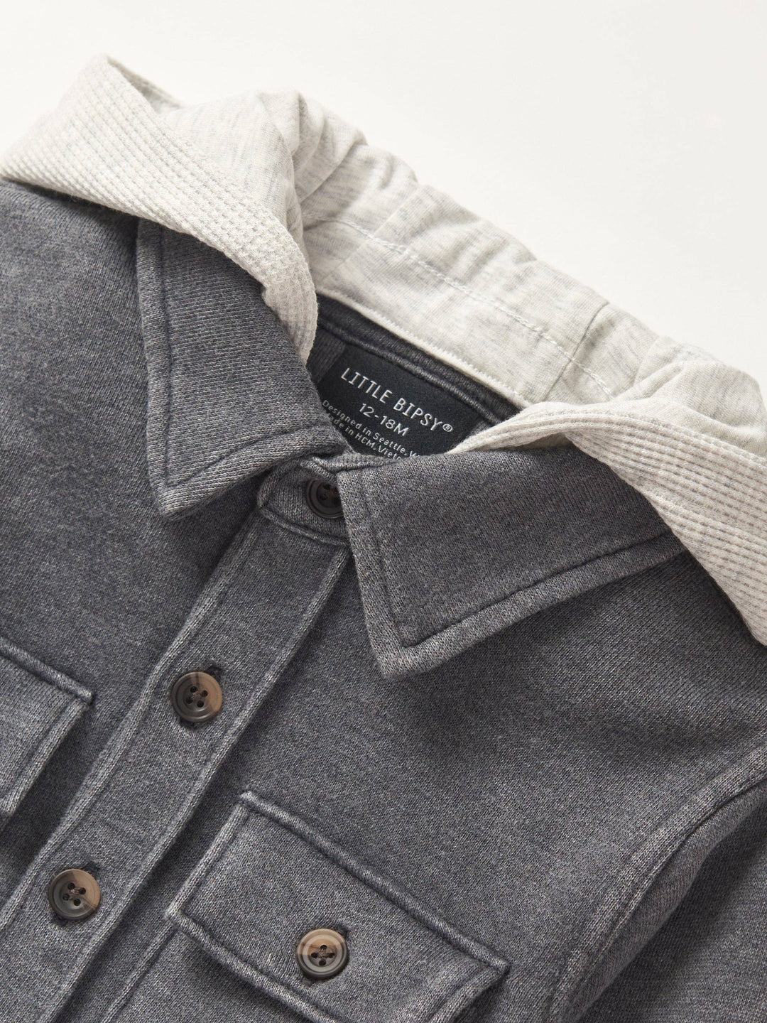 Lightweight Hooded Shacket - Charcoal Wash