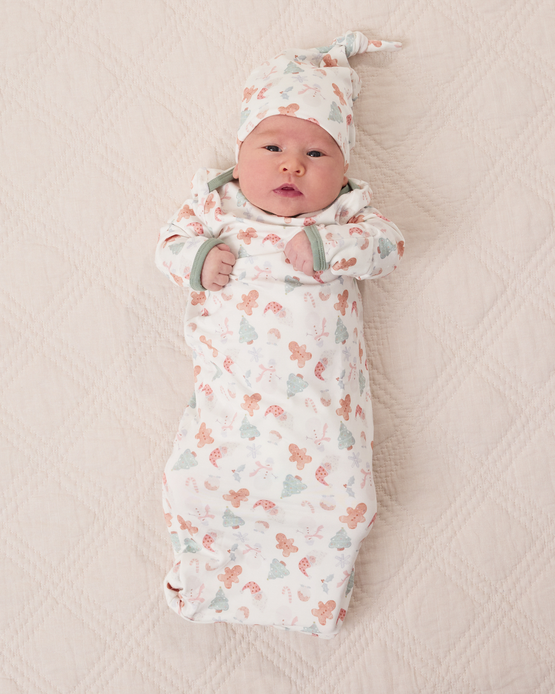 Holiday Colors Cozy Bamboo Baby Gown & Hat - Cozy Holiday