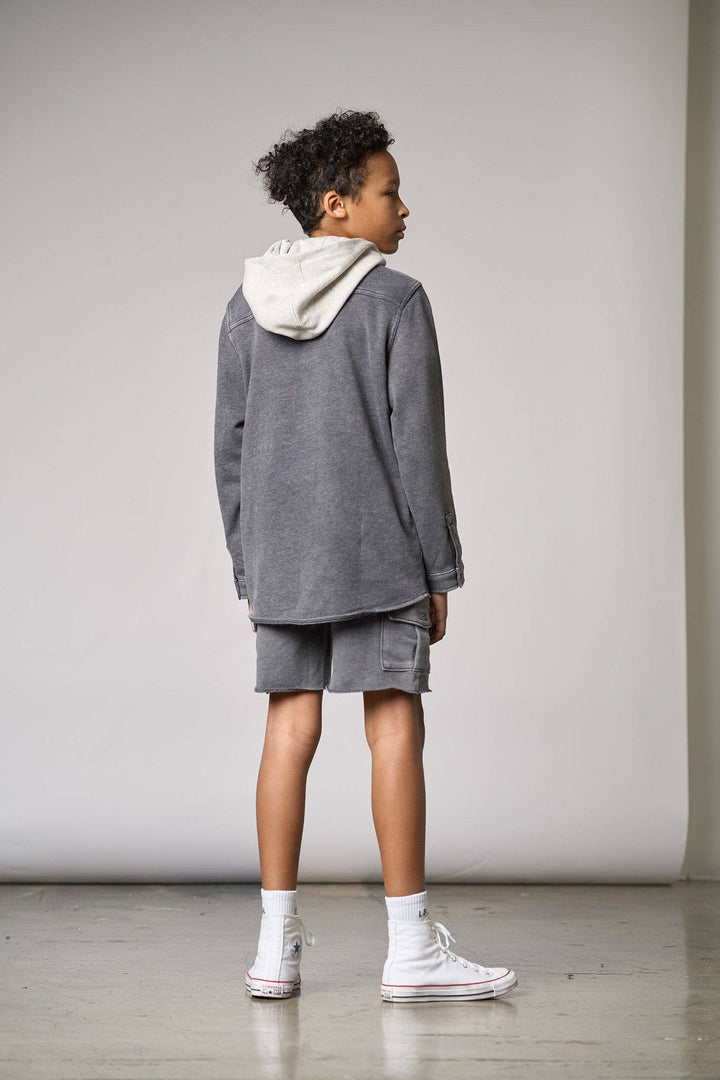 Lightweight Hooded Shacket - Charcoal Wash
