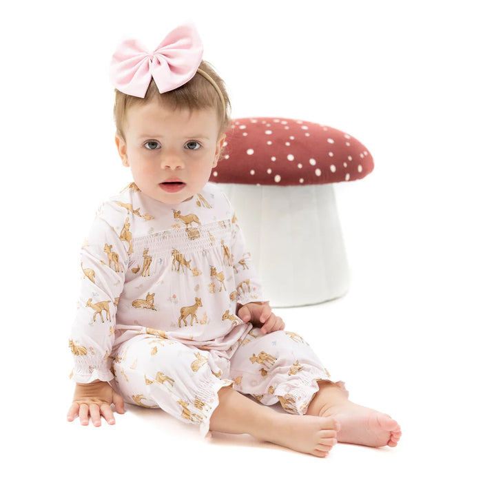 Smocked Romper - Little Fawn