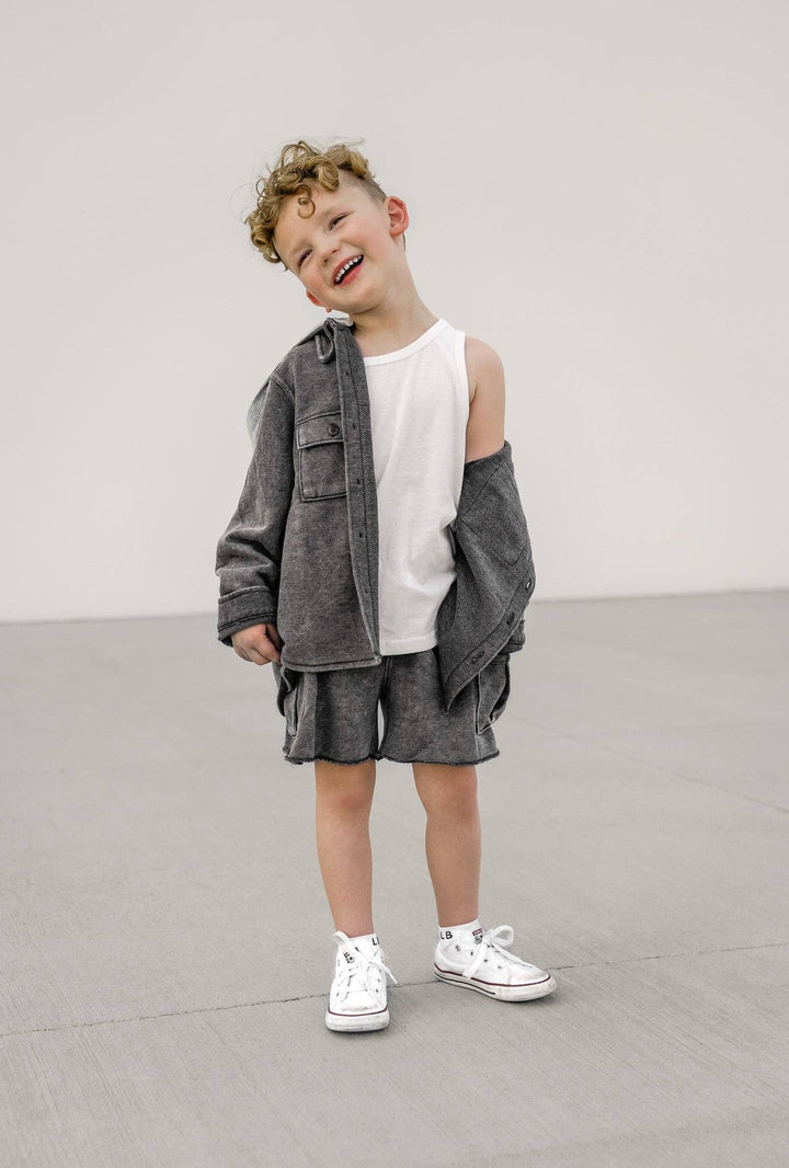 Lightweight Hooded Shacket - Charcoal Wash