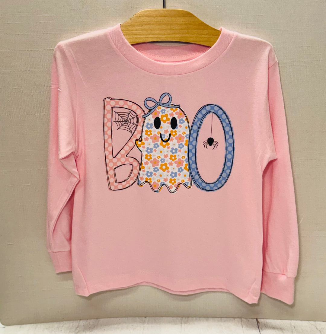 Boo Pink Floral Ghost Long Sleeve