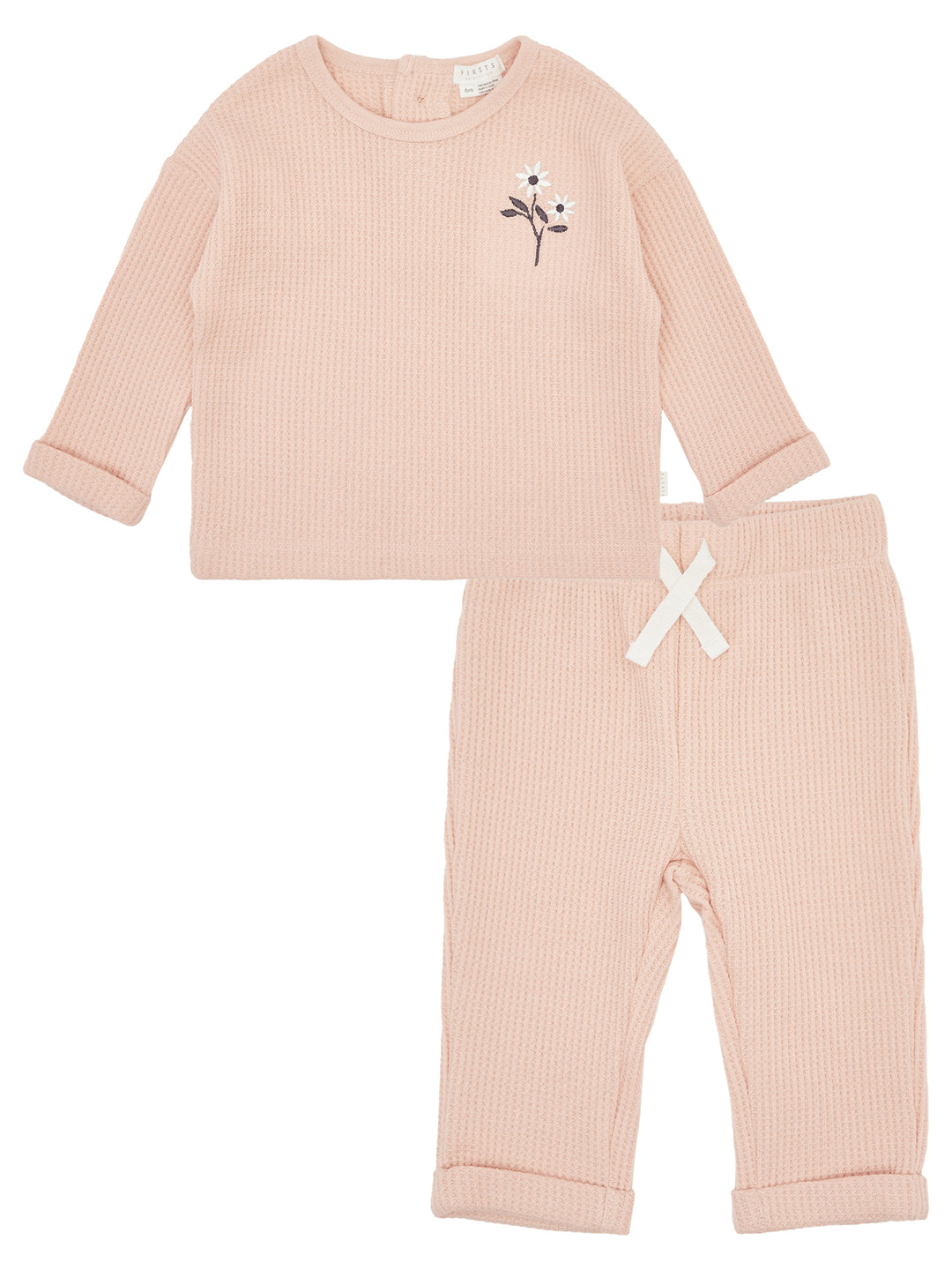 2 Pc Pink Set: L/s Top + Knit Pant