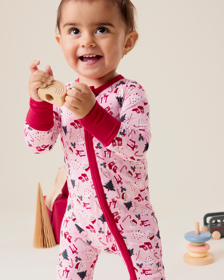 Bamboo Baby Pajama Holiday Print - Candy Cane Lane