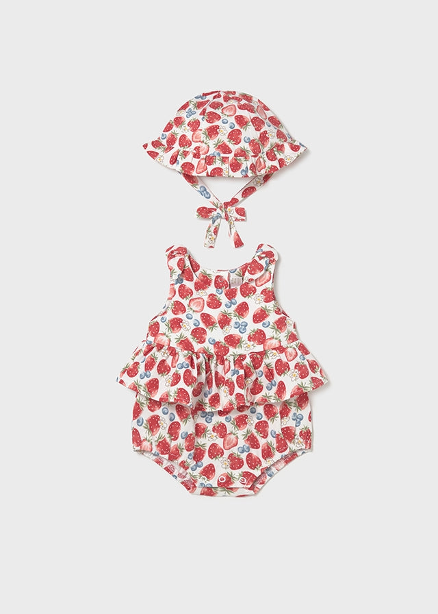 Strawberry onesie with hat