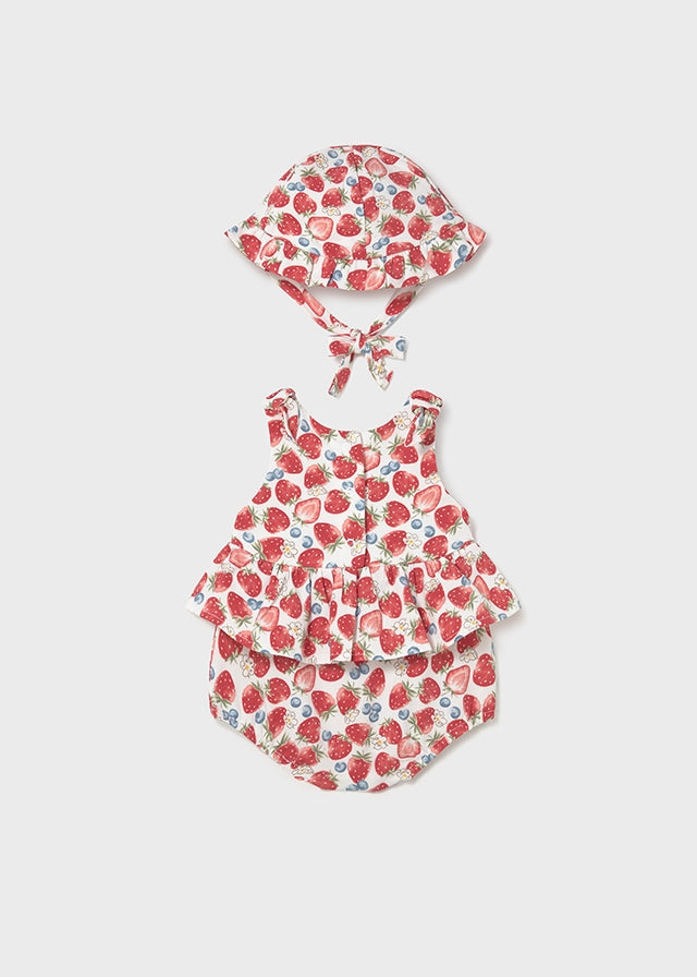 Strawberry onesie with hat