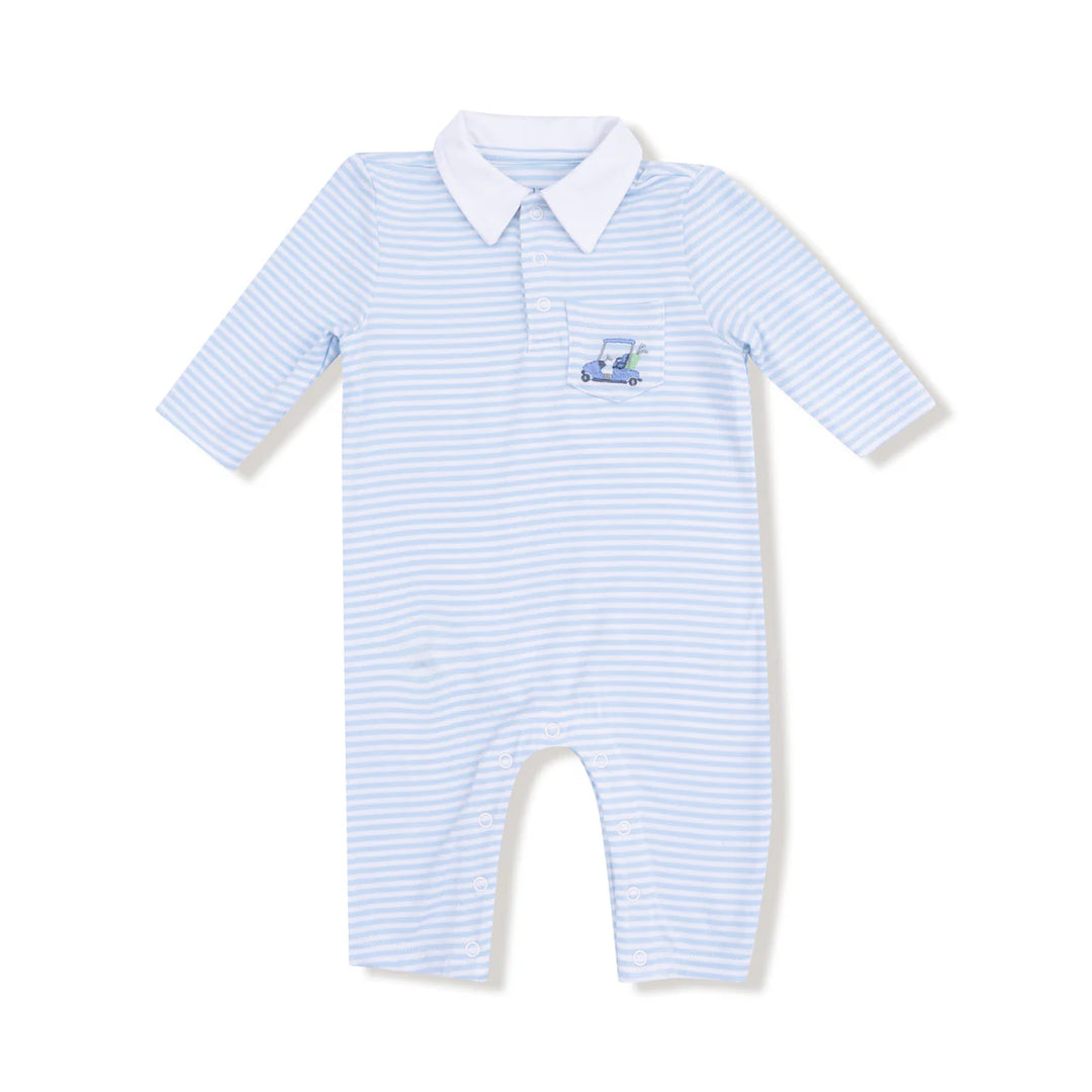 Baby Golf Carts Polo Romper - Blue