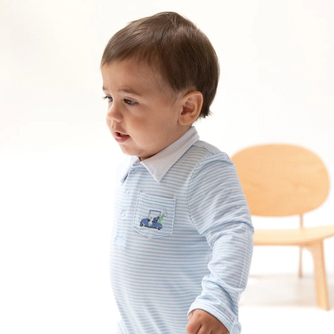 Baby Golf Carts Polo Romper - Blue