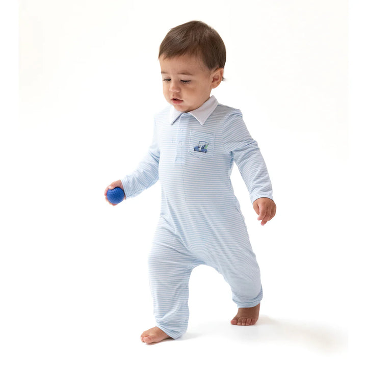 Baby Golf Carts Polo Romper - Blue