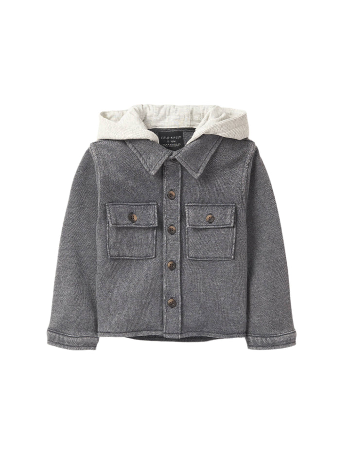 Lightweight Hooded Shacket - Charcoal Wash
