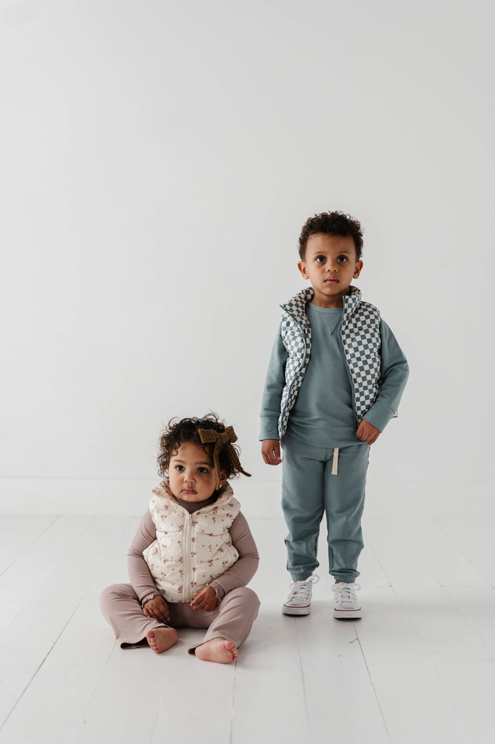 Puffer Vest / Checkered in Storm