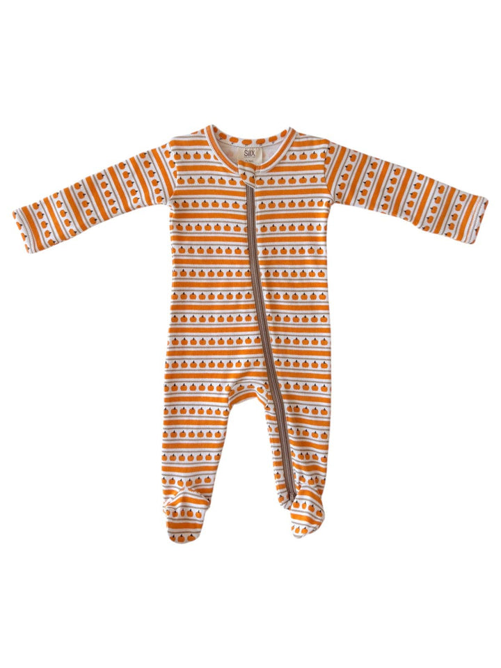 Pumpkin Stripe - Organic Zip Footie