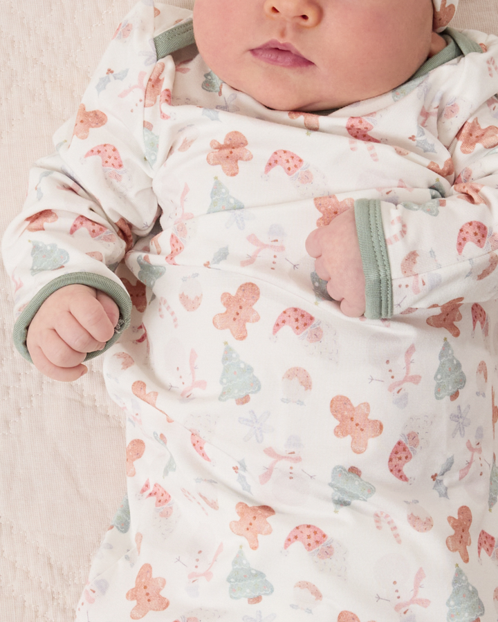Holiday Colors Cozy Bamboo Baby Gown & Hat - Cozy Holiday