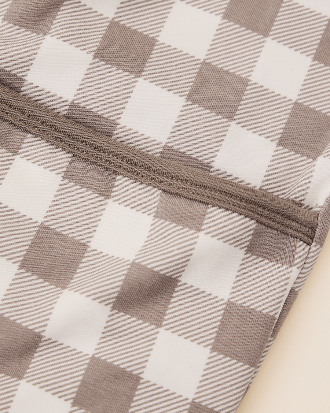 Holiday Colors Cozy Bamboo Baby Gown & Hat - Taupe Gingham