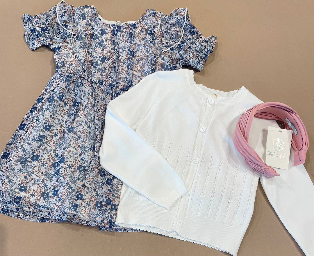 Lurex Dot Dress - Buttercream Blue