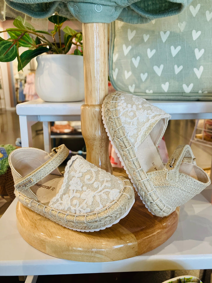 Jute Strap Shoes - Gold