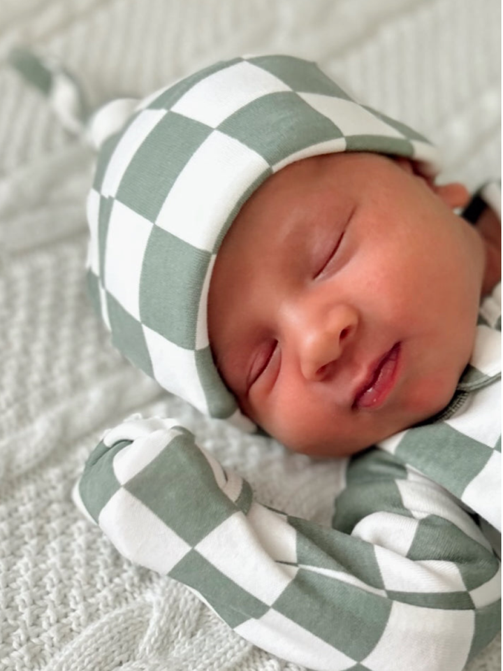 Matcha Milkshake Checkerboard Organic Beanie