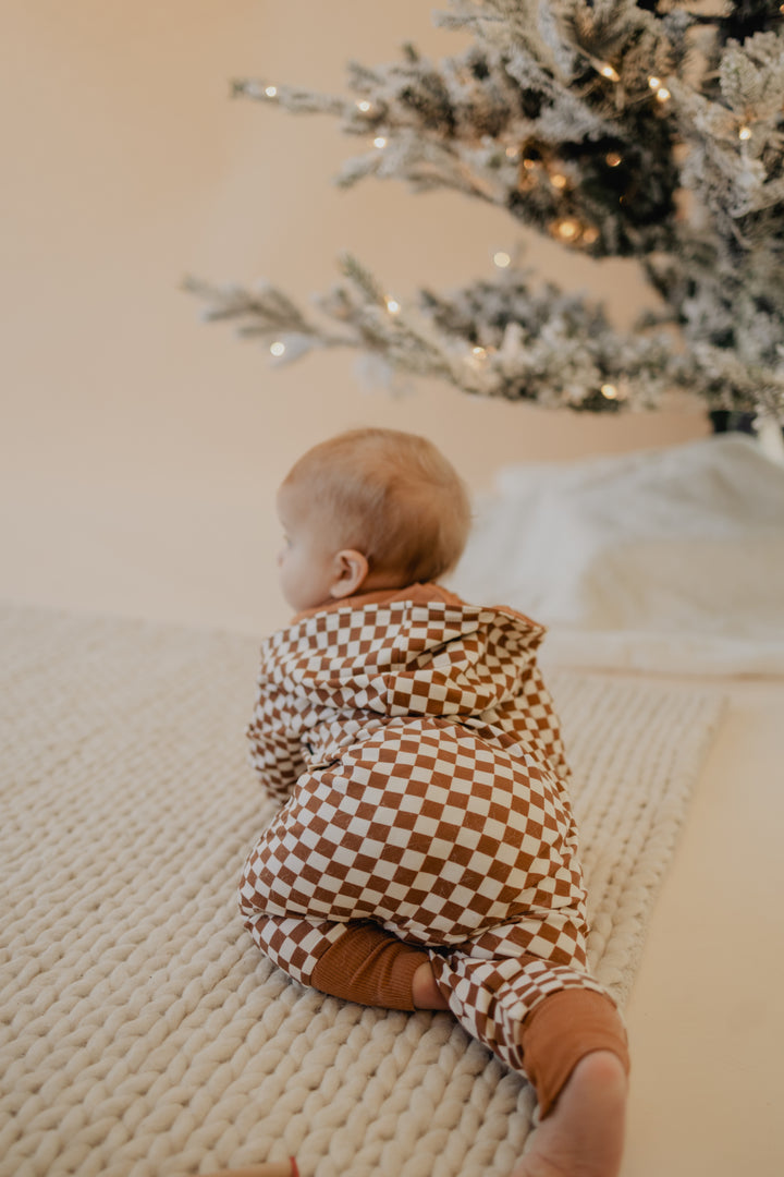 Baby Zip Romper in Checkered